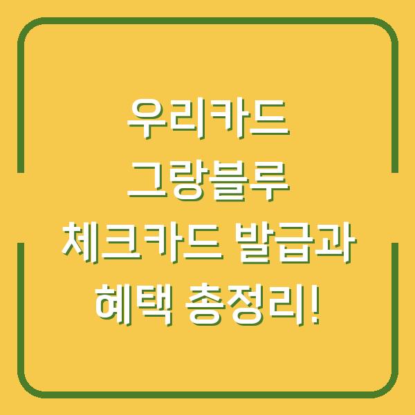 우리카드 그랑블루 체크카드 발급과 혜택 총정리!