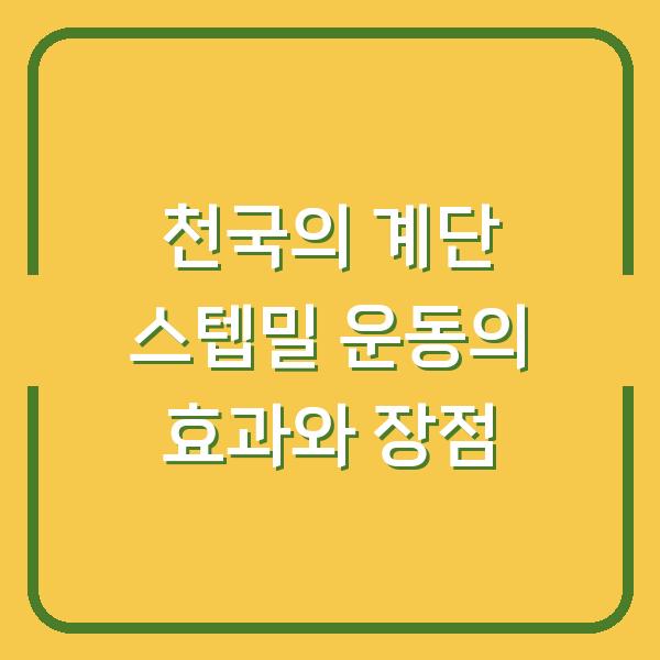 천국의 계단 스텝밀 운동의 효과와 장점