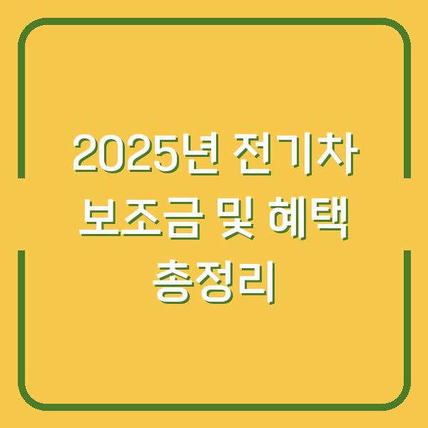 2025년 전기차 보조금 및 혜택 총정리