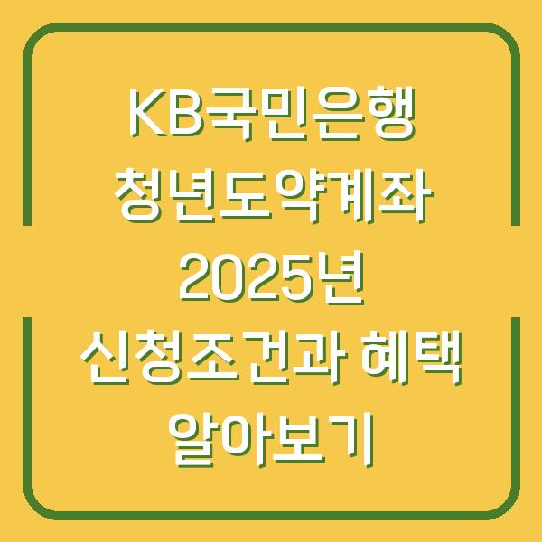 KB국민은행 청년도약계좌 2025년 신청조건과 혜택 알아보기