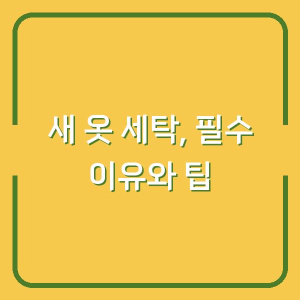 새 옷 세탁, 필수 이유와 팁