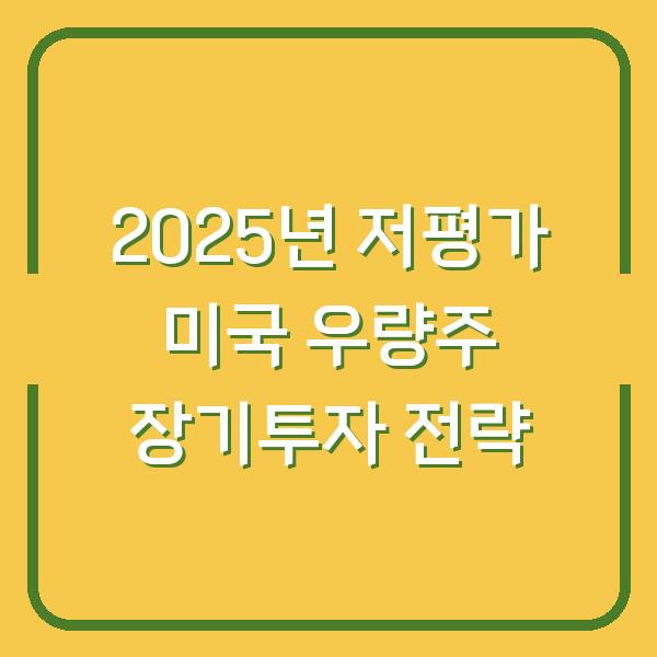 2025년 저평가 미국 우량주 장기투자 전략