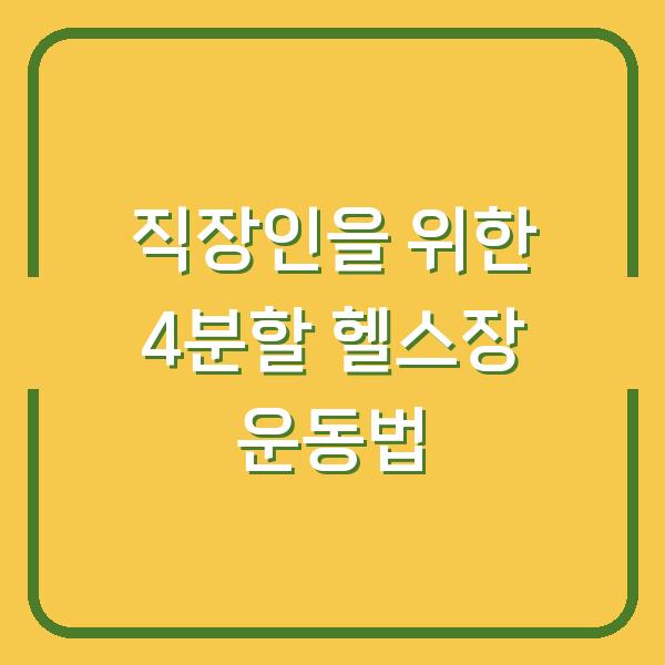 직장인을 위한 4분할 헬스장 운동법