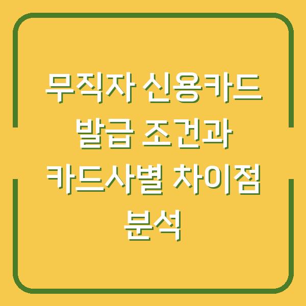 무직자 신용카드 발급 조건과 카드사별 차이점 분석
