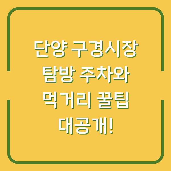 단양 구경시장 탐방 주차와 먹거리 꿀팁 대공개!