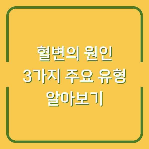 혈변의 원인 3가지 주요 유형 알아보기