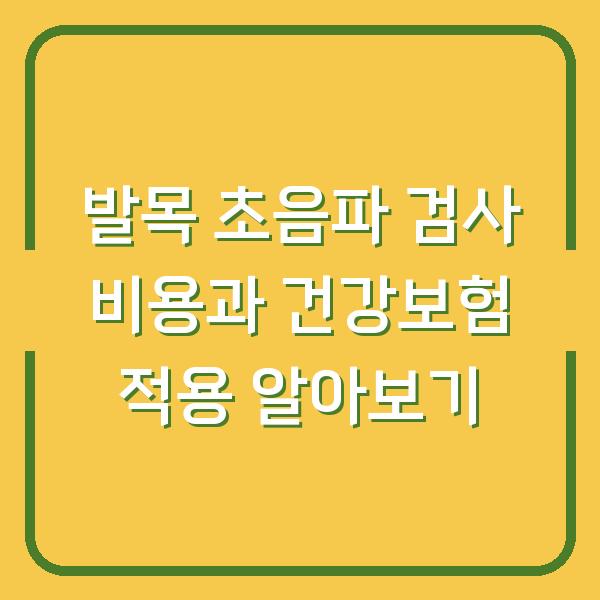 발목 초음파 검사 비용과 건강보험 적용 알아보기