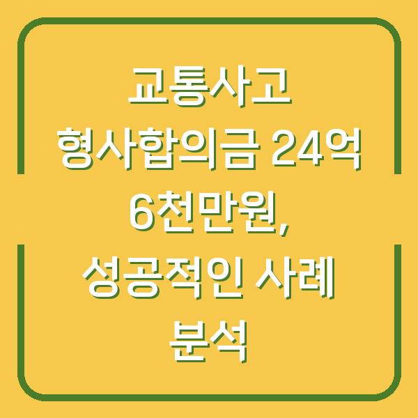 교통사고 형사합의금 24억 6천만원, 성공적인 사례 분석