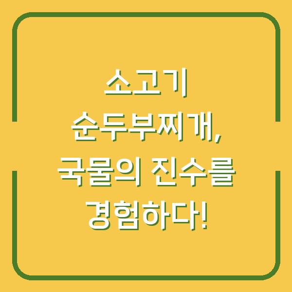 소고기 순두부찌개, 국물의 진수를 경험하다!