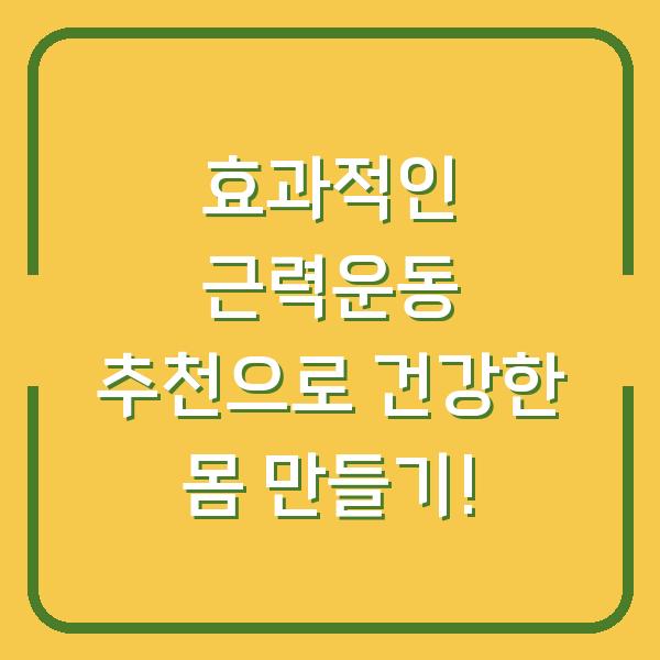 효과적인 근력운동 추천으로 건강한 몸 만들기!