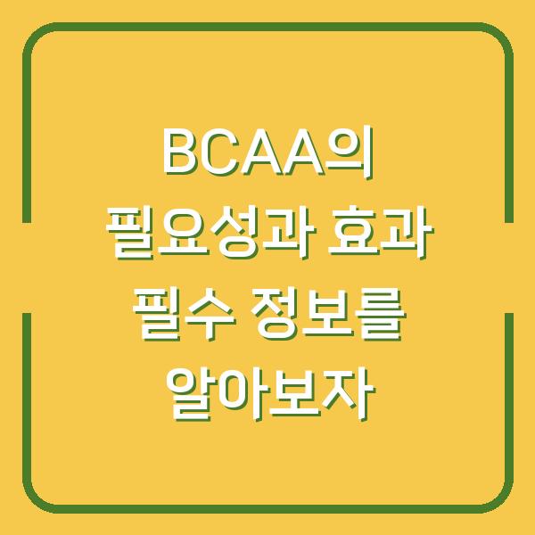 BCAA의 필요성과 효과 필수 정보를 알아보자