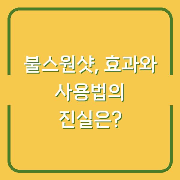 불스원샷, 효과와 사용법의 진실은?