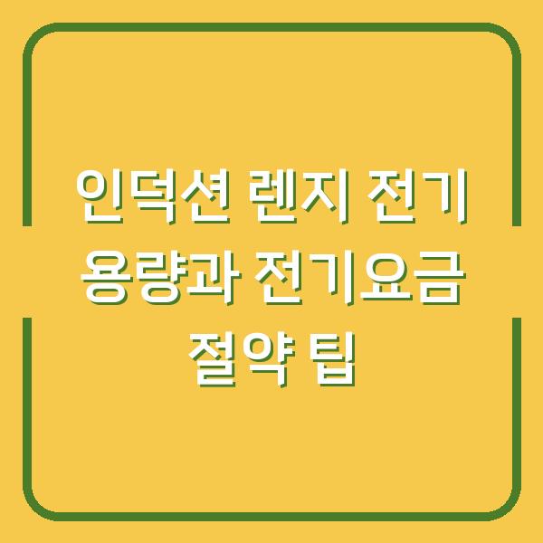 인덕션 렌지 전기 용량과 전기요금 절약 팁