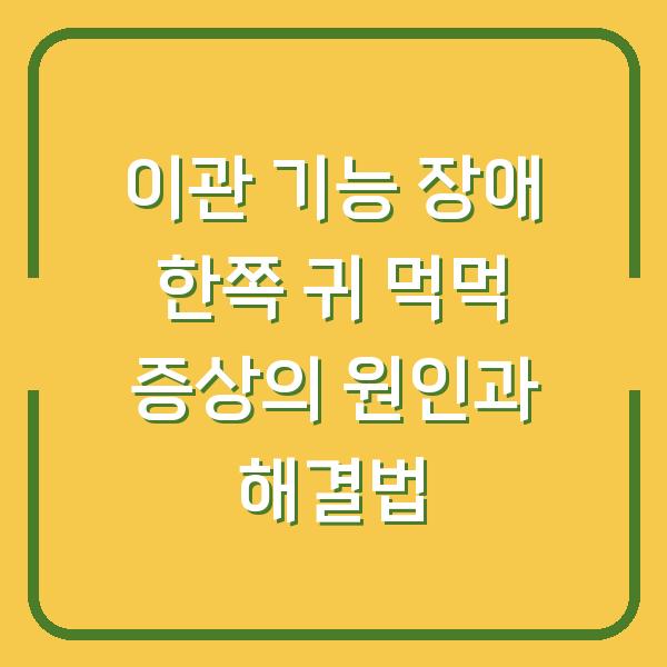 이관 기능 장애 한쪽 귀 먹먹 증상의 원인과 해결법