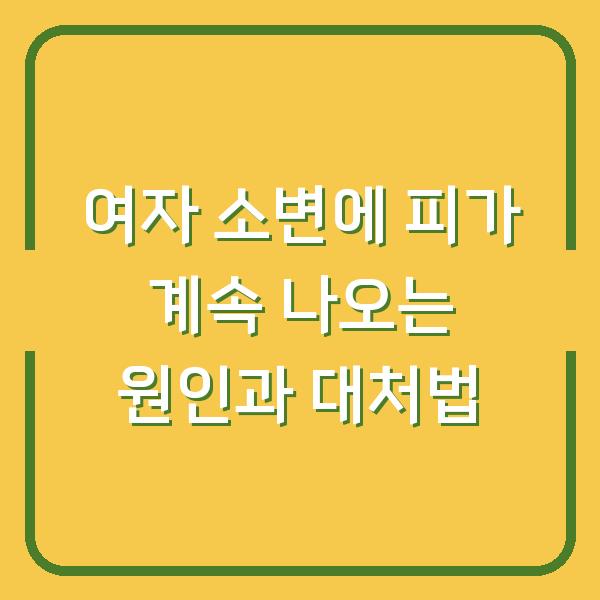 여자 소변에 피가 계속 나오는 원인과 대처법