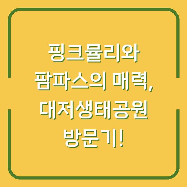 핑크뮬리와 팜파스의 매력, 대저생태공원 방문기!