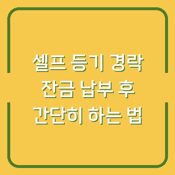 셀프 등기 경락 잔금 납부 후 간단히 하는 법