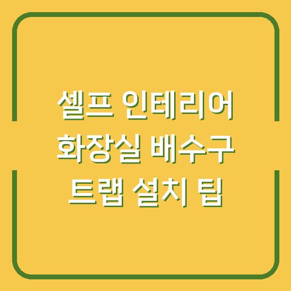 셀프 인테리어 화장실 배수구 트랩 설치 팁