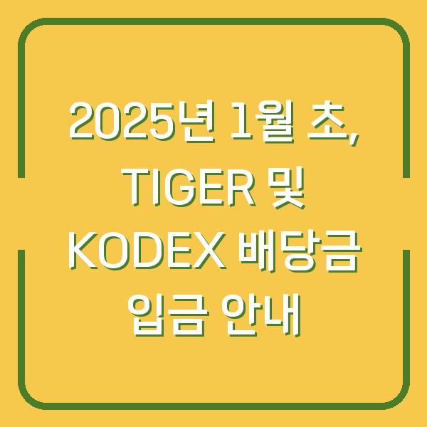 2025년 1월 초, TIGER 및 KODEX 배당금 입금 안내