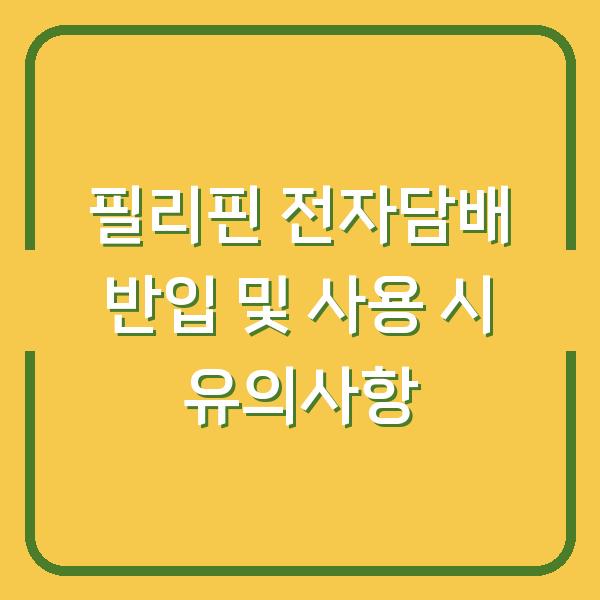 필리핀 전자담배 반입 및 사용 시 유의사항
