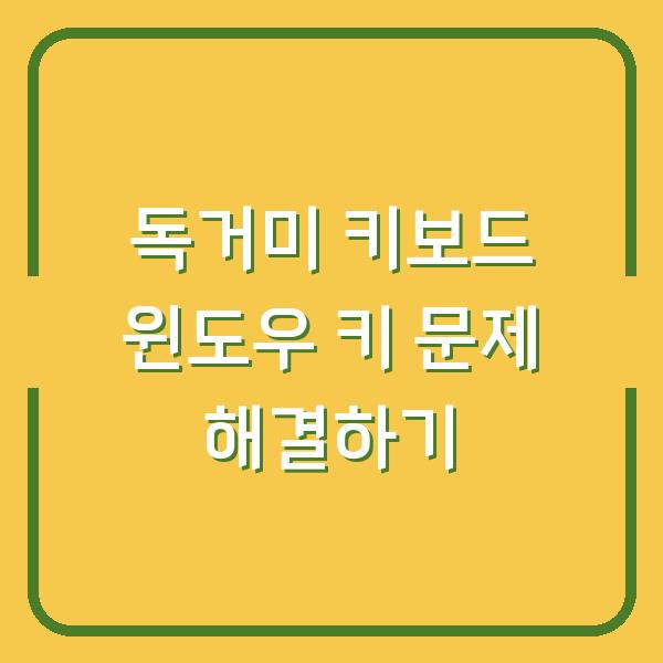 독거미 키보드 윈도우 키 문제 해결하기