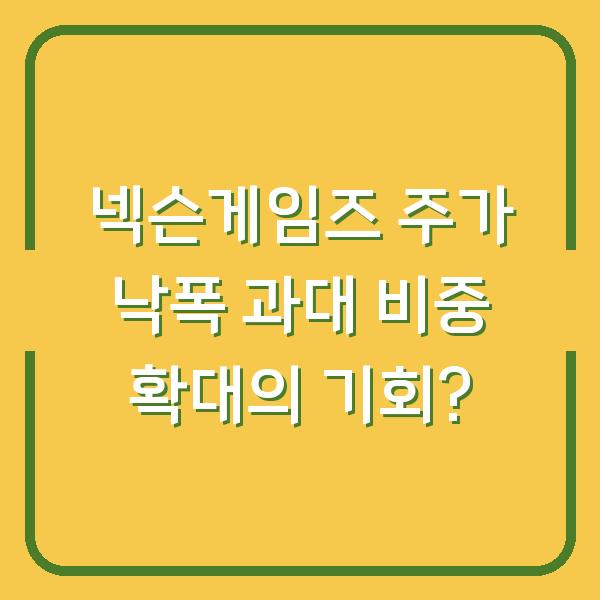 넥슨게임즈 주가 낙폭 과대 비중 확대의 기회?