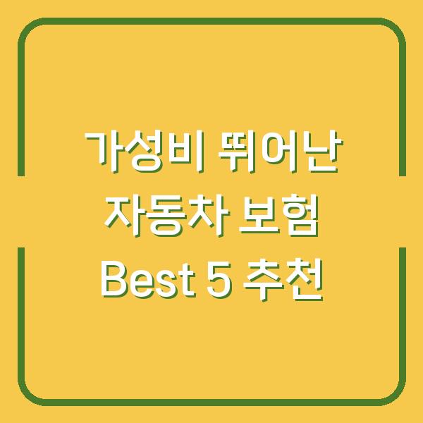가성비 뛰어난 자동차 보험 Best 5 추천