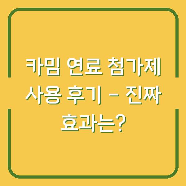 카밈 연료 첨가제 사용 후기 - 진짜 효과는?