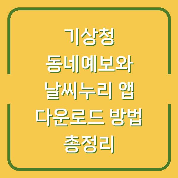 기상청 동네예보와 날씨누리 앱 다운로드 방법 총정리