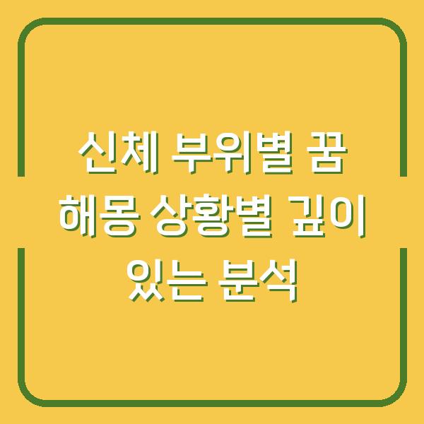 신체 부위별 꿈 해몽 상황별 깊이 있는 분석