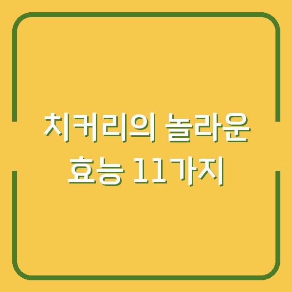 치커리의 놀라운 효능 11가지