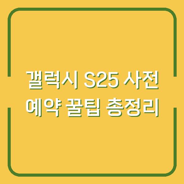 갤럭시 S25 사전 예약 꿀팁 총정리