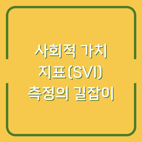 사회적 가치 지표(SVI) 측정의 길잡이