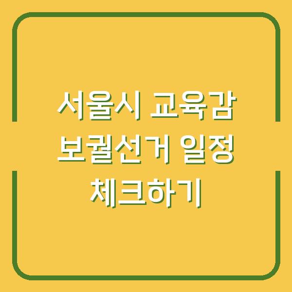 서울시 교육감 보궐선거 일정 체크하기