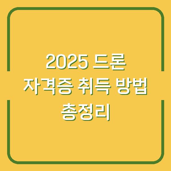 2025 드론 자격증 취득 방법 총정리