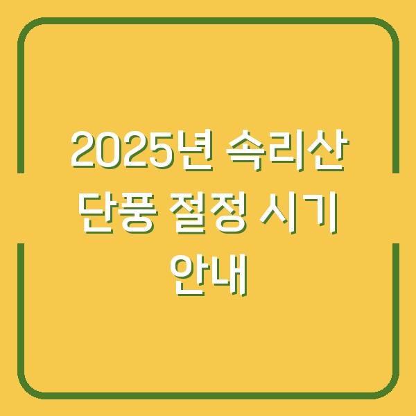 2025년 속리산 단풍 절정 시기 안내