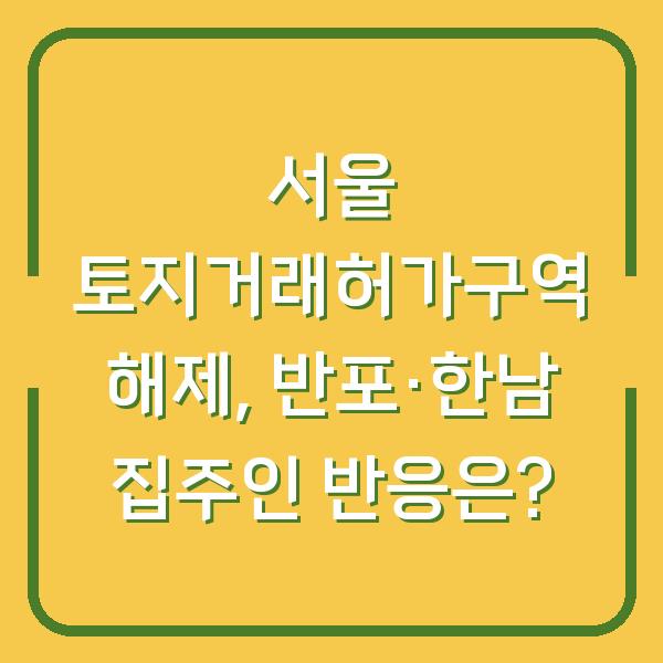 서울 토지거래허가구역 해제, 반포·한남 집주인 반응은?