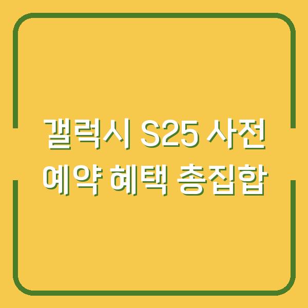 갤럭시 S25 사전 예약 혜택 총집합