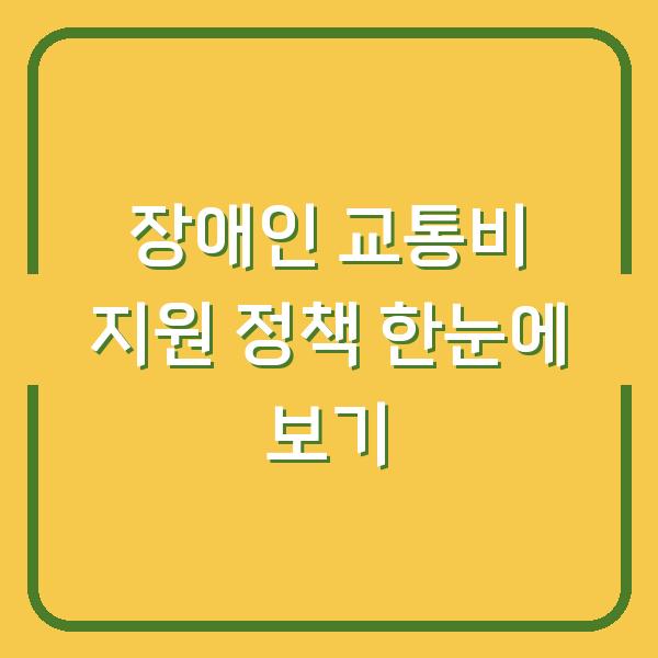 장애인 교통비 지원 정책 한눈에 보기