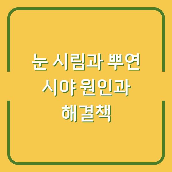 눈 시림과 뿌연 시야 원인과 해결책
