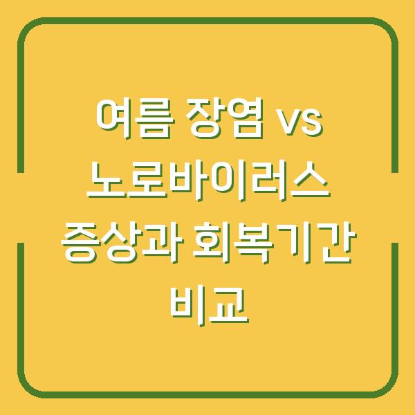 여름 장염 vs 노로바이러스 증상과 회복기간 비교