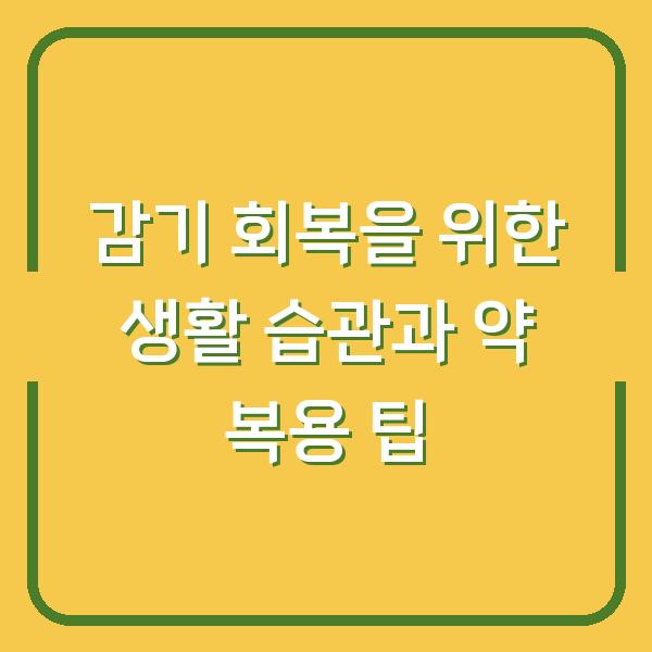 감기 회복을 위한 생활 습관과 약 복용 팁