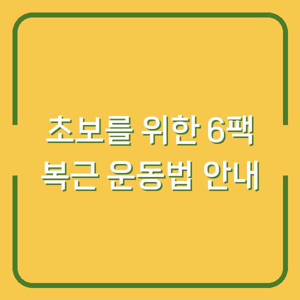 초보를 위한 6팩 복근 운동법 안내