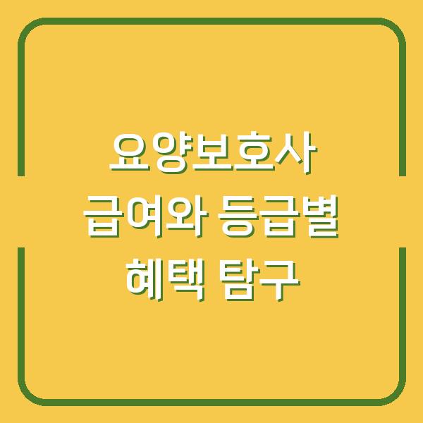 요양보호사 급여와 등급별 혜택 탐구