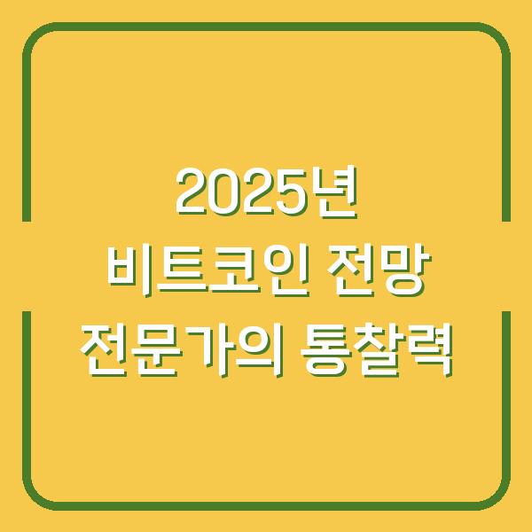2025년 비트코인 전망 전문가의 통찰력