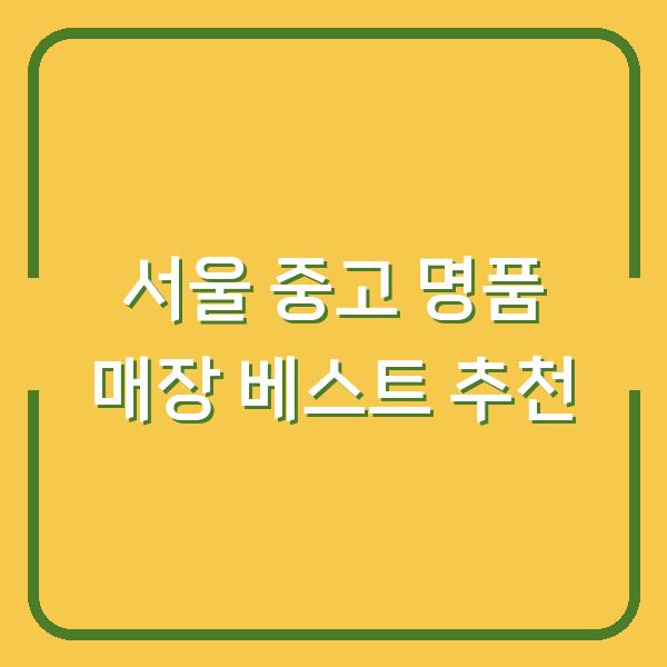 서울 중고 명품 매장 베스트 추천