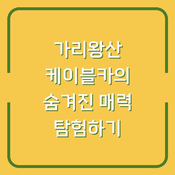 가리왕산 케이블카의 숨겨진 매력 탐험하기