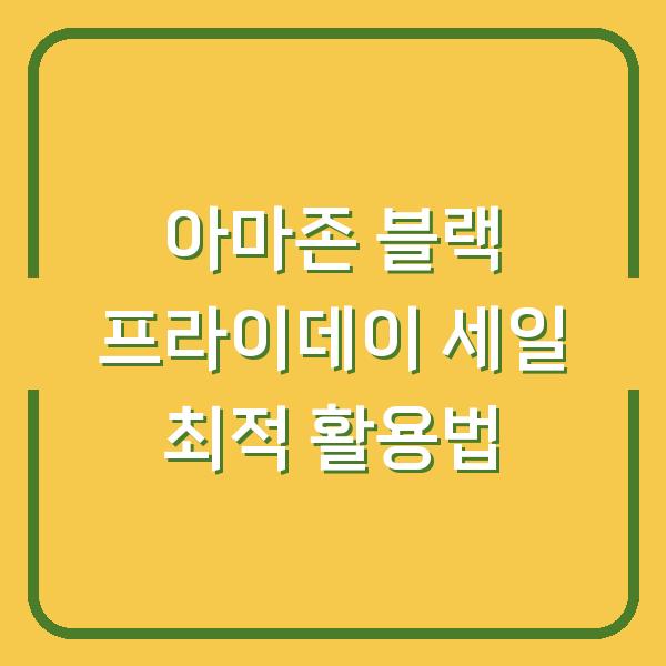 아마존 블랙 프라이데이 세일 최적 활용법