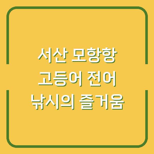 서산 모항항 고등어 전어 낚시의 즐거움