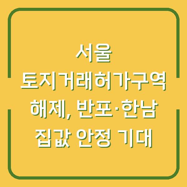 서울 토지거래허가구역 해제, 반포·한남 집값 안정 기대